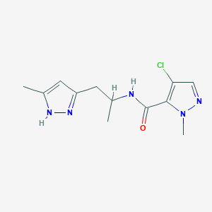 molecular formula C12H16ClN5O B5493786 4-chloro-1-methyl-N-[1-methyl-2-(3-methyl-1H-pyrazol-5-yl)ethyl]-1H-pyrazole-5-carboxamide 