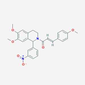 molecular formula C27H26N2O6 B5493822 6,7-dimethoxy-2-[3-(4-methoxyphenyl)acryloyl]-1-(3-nitrophenyl)-1,2,3,4-tetrahydroisoquinoline 