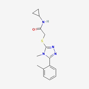 molecular formula C15H18N4OS B5493825 N-cyclopropyl-2-{[4-methyl-5-(2-methylphenyl)-4H-1,2,4-triazol-3-yl]thio}acetamide 