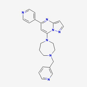 molecular formula C22H23N7 B5493831 5-(4-pyridinyl)-7-[4-(3-pyridinylmethyl)-1,4-diazepan-1-yl]pyrazolo[1,5-a]pyrimidine 