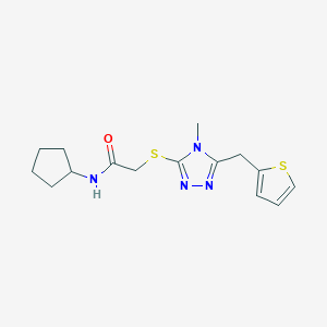 molecular formula C15H20N4OS2 B5493900 N-cyclopentyl-2-{[4-methyl-5-(2-thienylmethyl)-4H-1,2,4-triazol-3-yl]thio}acetamide 