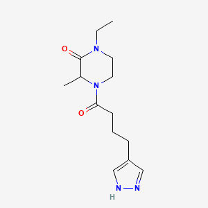 molecular formula C14H22N4O2 B5493920 1-ethyl-3-methyl-4-[4-(1H-pyrazol-4-yl)butanoyl]piperazin-2-one 