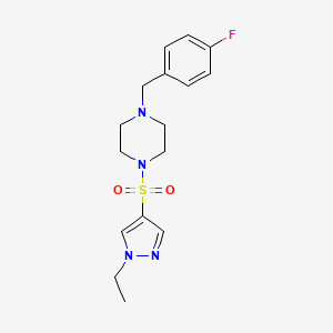 molecular formula C16H21FN4O2S B5493940 1-[(1-ethyl-1H-pyrazol-4-yl)sulfonyl]-4-(4-fluorobenzyl)piperazine 