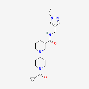 molecular formula C21H33N5O2 B5493958 1'-(cyclopropylcarbonyl)-N-[(1-ethyl-1H-pyrazol-4-yl)methyl]-1,4'-bipiperidine-3-carboxamide 