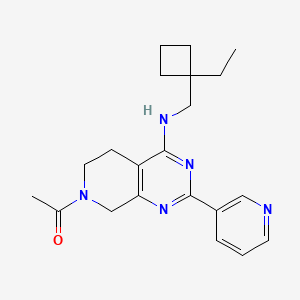 molecular formula C21H27N5O B5493992 7-acetyl-N-[(1-ethylcyclobutyl)methyl]-2-pyridin-3-yl-5,6,7,8-tetrahydropyrido[3,4-d]pyrimidin-4-amine 