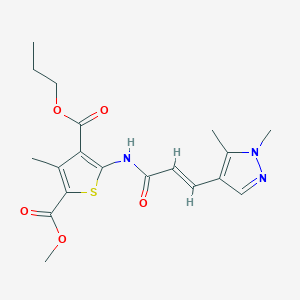 molecular formula C19H23N3O5S B5493997 2-methyl 4-propyl 5-{[3-(1,5-dimethyl-1H-pyrazol-4-yl)acryloyl]amino}-3-methyl-2,4-thiophenedicarboxylate 