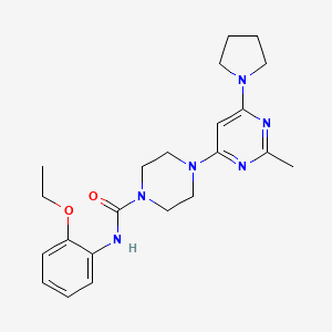 molecular formula C22H30N6O2 B5494037 N-(2-ethoxyphenyl)-4-[2-methyl-6-(1-pyrrolidinyl)-4-pyrimidinyl]-1-piperazinecarboxamide 