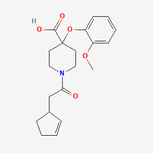 molecular formula C20H25NO5 B5494067 1-(2-cyclopenten-1-ylacetyl)-4-(2-methoxyphenoxy)-4-piperidinecarboxylic acid 