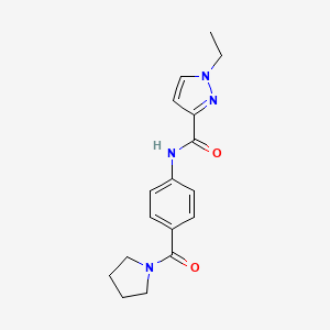 molecular formula C17H20N4O2 B5494068 1-ethyl-N-[4-(1-pyrrolidinylcarbonyl)phenyl]-1H-pyrazole-3-carboxamide 