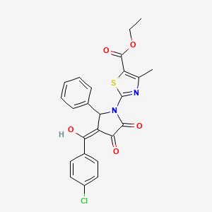 molecular formula C24H19ClN2O5S B5494082 ethyl 2-[3-(4-chlorobenzoyl)-4-hydroxy-5-oxo-2-phenyl-2,5-dihydro-1H-pyrrol-1-yl]-4-methyl-1,3-thiazole-5-carboxylate 