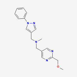 molecular formula C18H21N5O B5494083 1-[2-(methoxymethyl)-5-pyrimidinyl]-N-methyl-N-[(1-phenyl-1H-pyrazol-4-yl)methyl]methanamine 