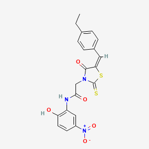 molecular formula C20H17N3O5S2 B5494137 2-[5-(4-ethylbenzylidene)-4-oxo-2-thioxo-1,3-thiazolidin-3-yl]-N-(2-hydroxy-5-nitrophenyl)acetamide 