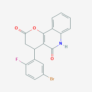molecular formula C18H11BrFNO3 B5494144 4-(5-bromo-2-fluorophenyl)-4,6-dihydro-2H-pyrano[3,2-c]quinoline-2,5(3H)-dione 