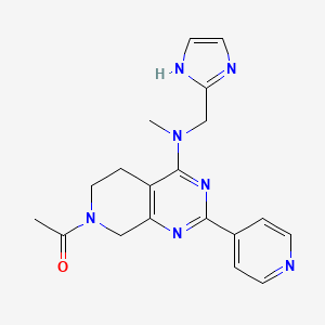 molecular formula C19H21N7O B5494151 7-acetyl-N-(1H-imidazol-2-ylmethyl)-N-methyl-2-pyridin-4-yl-5,6,7,8-tetrahydropyrido[3,4-d]pyrimidin-4-amine 