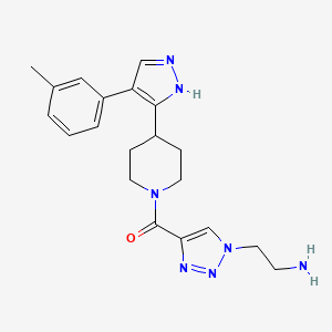 molecular formula C20H25N7O B5494205 2-[4-({4-[4-(3-methylphenyl)-1H-pyrazol-5-yl]piperidin-1-yl}carbonyl)-1H-1,2,3-triazol-1-yl]ethanamine 