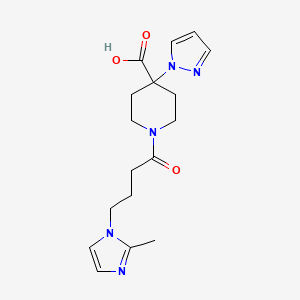 1-[4-(2-methyl-1H-imidazol-1-yl)butanoyl]-4-(1H-pyrazol-1-yl)piperidine-4-carboxylic acid