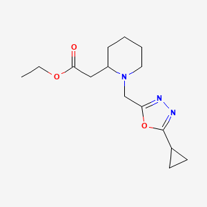 molecular formula C15H23N3O3 B5494241 ethyl {1-[(5-cyclopropyl-1,3,4-oxadiazol-2-yl)methyl]-2-piperidinyl}acetate 