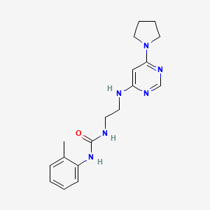 molecular formula C18H24N6O B5494258 N-(2-methylphenyl)-N'-(2-{[6-(1-pyrrolidinyl)-4-pyrimidinyl]amino}ethyl)urea 