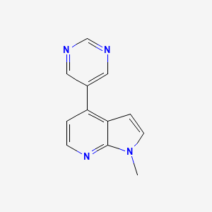 molecular formula C12H10N4 B5494265 1-methyl-4-(5-pyrimidinyl)-1H-pyrrolo[2,3-b]pyridine 