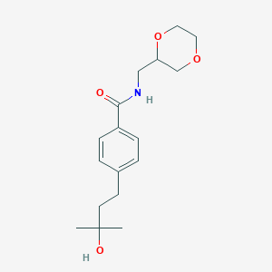 molecular formula C17H25NO4 B5494305 N-(1,4-dioxan-2-ylmethyl)-4-(3-hydroxy-3-methylbutyl)benzamide 