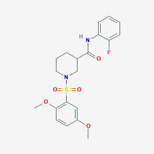 molecular formula C20H23FN2O5S B5494308 1-[(2,5-dimethoxyphenyl)sulfonyl]-N-(2-fluorophenyl)-3-piperidinecarboxamide 