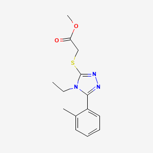 molecular formula C14H17N3O2S B5494312 methyl {[4-ethyl-5-(2-methylphenyl)-4H-1,2,4-triazol-3-yl]thio}acetate 