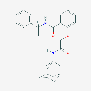 molecular formula C27H32N2O3 B5494320 2-[2-(1-adamantylamino)-2-oxoethoxy]-N-(1-phenylethyl)benzamide 