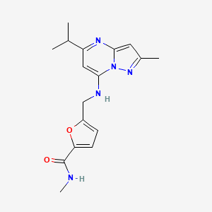 molecular formula C17H21N5O2 B5494329 5-{[(5-isopropyl-2-methylpyrazolo[1,5-a]pyrimidin-7-yl)amino]methyl}-N-methyl-2-furamide 
