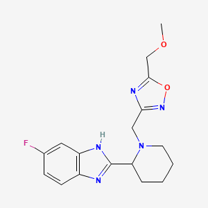 molecular formula C17H20FN5O2 B5494345 5-fluoro-2-(1-{[5-(methoxymethyl)-1,2,4-oxadiazol-3-yl]methyl}-2-piperidinyl)-1H-benzimidazole 