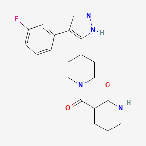 molecular formula C20H23FN4O2 B5494361 3-({4-[4-(3-fluorophenyl)-1H-pyrazol-5-yl]piperidin-1-yl}carbonyl)piperidin-2-one 