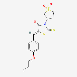 molecular formula C17H19NO4S3 B5494380 3-(1,1-dioxidotetrahydro-3-thienyl)-5-(4-propoxybenzylidene)-2-thioxo-1,3-thiazolidin-4-one 