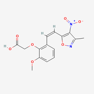 molecular formula C15H14N2O7 B5494396 {2-methoxy-6-[2-(3-methyl-4-nitro-5-isoxazolyl)vinyl]phenoxy}acetic acid 