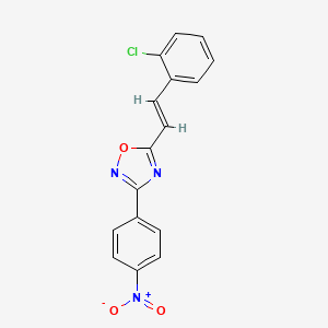 molecular formula C16H10ClN3O3 B5494426 5-[2-(2-chlorophenyl)vinyl]-3-(4-nitrophenyl)-1,2,4-oxadiazole 