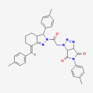 molecular formula C35H34N6O3 B5494467 1-{2-[7-(4-methylbenzylidene)-3-(4-methylphenyl)-3,3a,4,5,6,7-hexahydro-2H-indazol-2-yl]-2-oxoethyl}-5-(4-methylphenyl)-3a,6a-dihydropyrrolo[3,4-d][1,2,3]triazole-4,6(1H,5H)-dione 