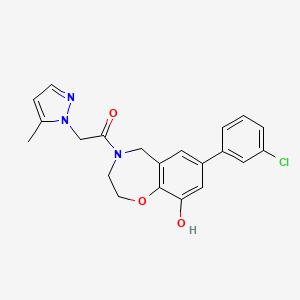 molecular formula C21H20ClN3O3 B5494489 7-(3-chlorophenyl)-4-[(5-methyl-1H-pyrazol-1-yl)acetyl]-2,3,4,5-tetrahydro-1,4-benzoxazepin-9-ol 