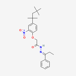 molecular formula C25H33N3O4 B5494522 2-[2-nitro-4-(1,1,3,3-tetramethylbutyl)phenoxy]-N'-(1-phenylpropylidene)acetohydrazide 