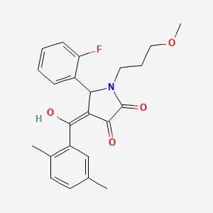 molecular formula C23H24FNO4 B5494525 4-(2,5-dimethylbenzoyl)-5-(2-fluorophenyl)-3-hydroxy-1-(3-methoxypropyl)-1,5-dihydro-2H-pyrrol-2-one 