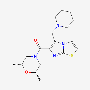 molecular formula C18H26N4O2S B5494533 6-{[(2R*,6S*)-2,6-dimethylmorpholin-4-yl]carbonyl}-5-(piperidin-1-ylmethyl)imidazo[2,1-b][1,3]thiazole 