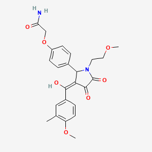 molecular formula C24H26N2O7 B5494599 2-{4-[4-hydroxy-1-(2-methoxyethyl)-3-(4-methoxy-3-methylbenzoyl)-5-oxo-2,5-dihydro-1H-pyrrol-2-yl]phenoxy}acetamide 