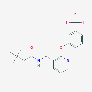 molecular formula C19H21F3N2O2 B5494620 3,3-dimethyl-N-({2-[3-(trifluoromethyl)phenoxy]pyridin-3-yl}methyl)butanamide 