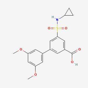 molecular formula C18H19NO6S B5494667 5-[(cyclopropylamino)sulfonyl]-3',5'-dimethoxybiphenyl-3-carboxylic acid 