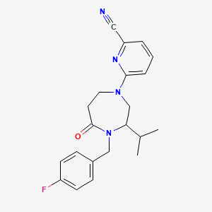 molecular formula C21H23FN4O B5494713 6-[4-(4-fluorobenzyl)-3-isopropyl-5-oxo-1,4-diazepan-1-yl]pyridine-2-carbonitrile 