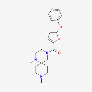 molecular formula C21H27N3O3 B5494753 1,9-dimethyl-4-(5-phenoxy-2-furoyl)-1,4,9-triazaspiro[5.5]undecane 