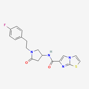 molecular formula C18H17FN4O2S B5494760 N-{1-[2-(4-fluorophenyl)ethyl]-5-oxopyrrolidin-3-yl}imidazo[2,1-b][1,3]thiazole-6-carboxamide 