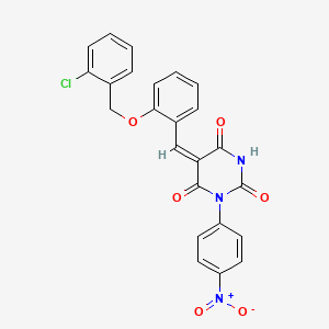 molecular formula C24H16ClN3O6 B5494774 5-{2-[(2-chlorobenzyl)oxy]benzylidene}-1-(4-nitrophenyl)-2,4,6(1H,3H,5H)-pyrimidinetrione 
