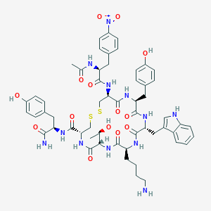 molecular formula C56H68N12O14S2 B549478 (4R,7S,10S,13R,16S,19S)-19-[[(2S)-2-Acetamido-3-(4-nitrophenyl)propanoyl]amino]-10-(4-aminobutyl)-N-[(2R)-1-amino-3-(4-hydroxyphenyl)-1-oxopropan-2-yl]-7-[(1R)-1-hydroxyethyl]-16-[(4-hydroxyphenyl)methyl]-13-(1H-indol-3-ylmethyl)-6,9,12,15,18-pentaoxo-1,2-dithia-5,8,11,14,17-pentazacycloicosane-4-carboxamide CAS No. 183658-72-2