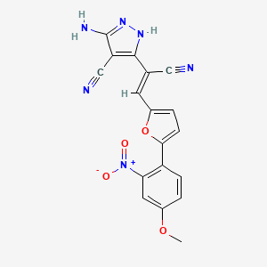 molecular formula C18H12N6O4 B5494819 5-amino-3-{1-cyano-2-[5-(4-methoxy-2-nitrophenyl)-2-furyl]vinyl}-1H-pyrazole-4-carbonitrile 