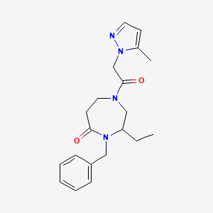 molecular formula C20H26N4O2 B5494824 4-benzyl-3-ethyl-1-[(5-methyl-1H-pyrazol-1-yl)acetyl]-1,4-diazepan-5-one 