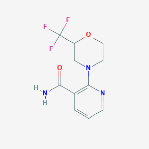 molecular formula C11H12F3N3O2 B5494857 2-[2-(trifluoromethyl)morpholin-4-yl]nicotinamide 