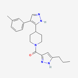 molecular formula C22H27N5O B5494886 4-[4-(3-methylphenyl)-1H-pyrazol-5-yl]-1-[(3-propyl-1H-pyrazol-5-yl)carbonyl]piperidine 